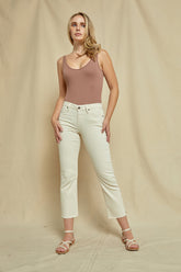 Mid Rise Straight Leg With Slit at Bottom