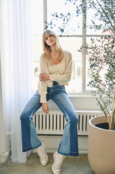 High Rise Flare With Blocking Detail