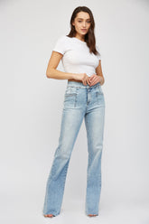 Super High Rise Relaxed Flare With Double Buttonss