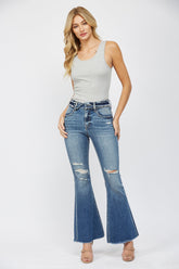 High Rise Flare With Fold Over Waist