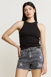 High Rise Distressed Shorts