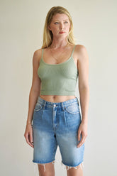 High Rise Pleated Bermuda