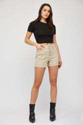 High Rise Shorts W Front Patch Pocket Detail
