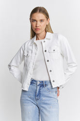 Raw Hem Denim Jacket Leather Patch