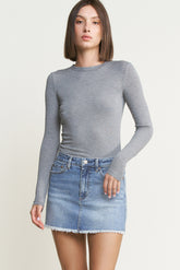 Denim Mini Skirt W Raw Hem