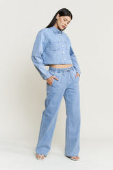 High Rise Elastic Wb Wide Leg