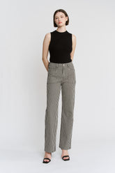 Super High Loose Fit Straight Striped Jeans