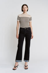 Mid Rise Ankle Straight Cuffed Leg