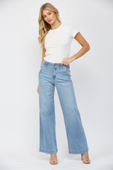 High Rise Wide Leg With Slant Pocket