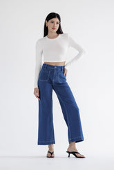 High Rise Patch Pocket Wide Jean