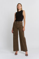 Super High Wide Leg Leopard Jeans