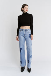 High Rise Wide Leg Heart Patch