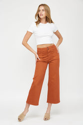 Super High Rise Wide Crop W Double Buttonss