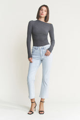High Rise Crop Straight Jeans - Tummy Tuck