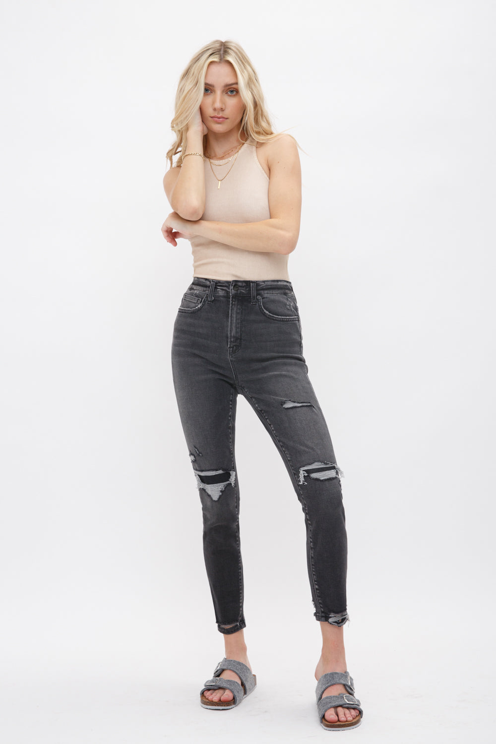 Super High Rise Crop Skinny With Patch