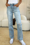 Judy Blue Full Size High Waist Distressed Straight Jeans