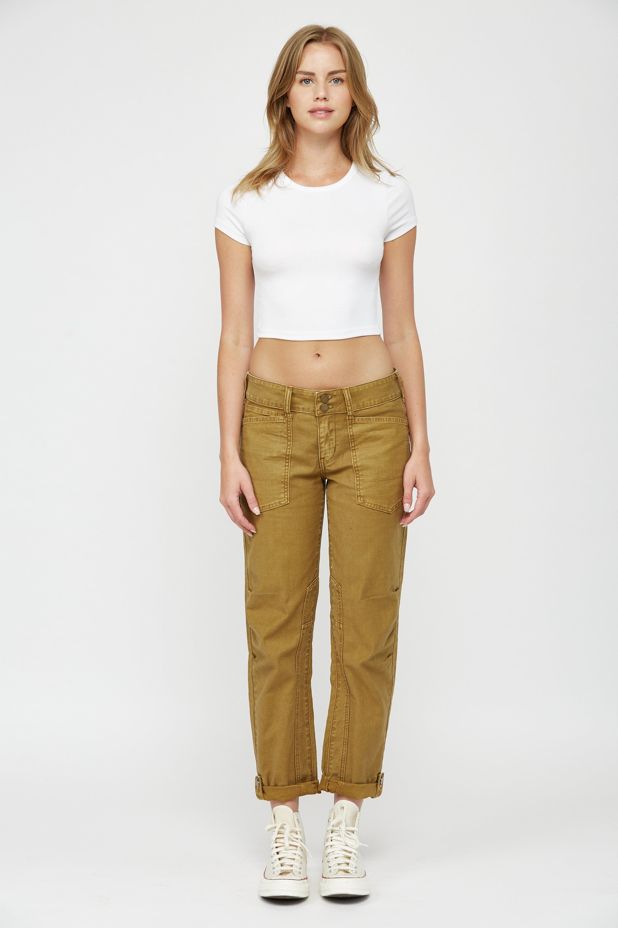 Mica Denim Mid Rise Cargo Boyfriend Crop Secondary image