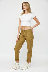 Mid Rise Cargo Boyfriend Crop