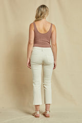 Mid Rise Straight Leg With Slit at Bottom