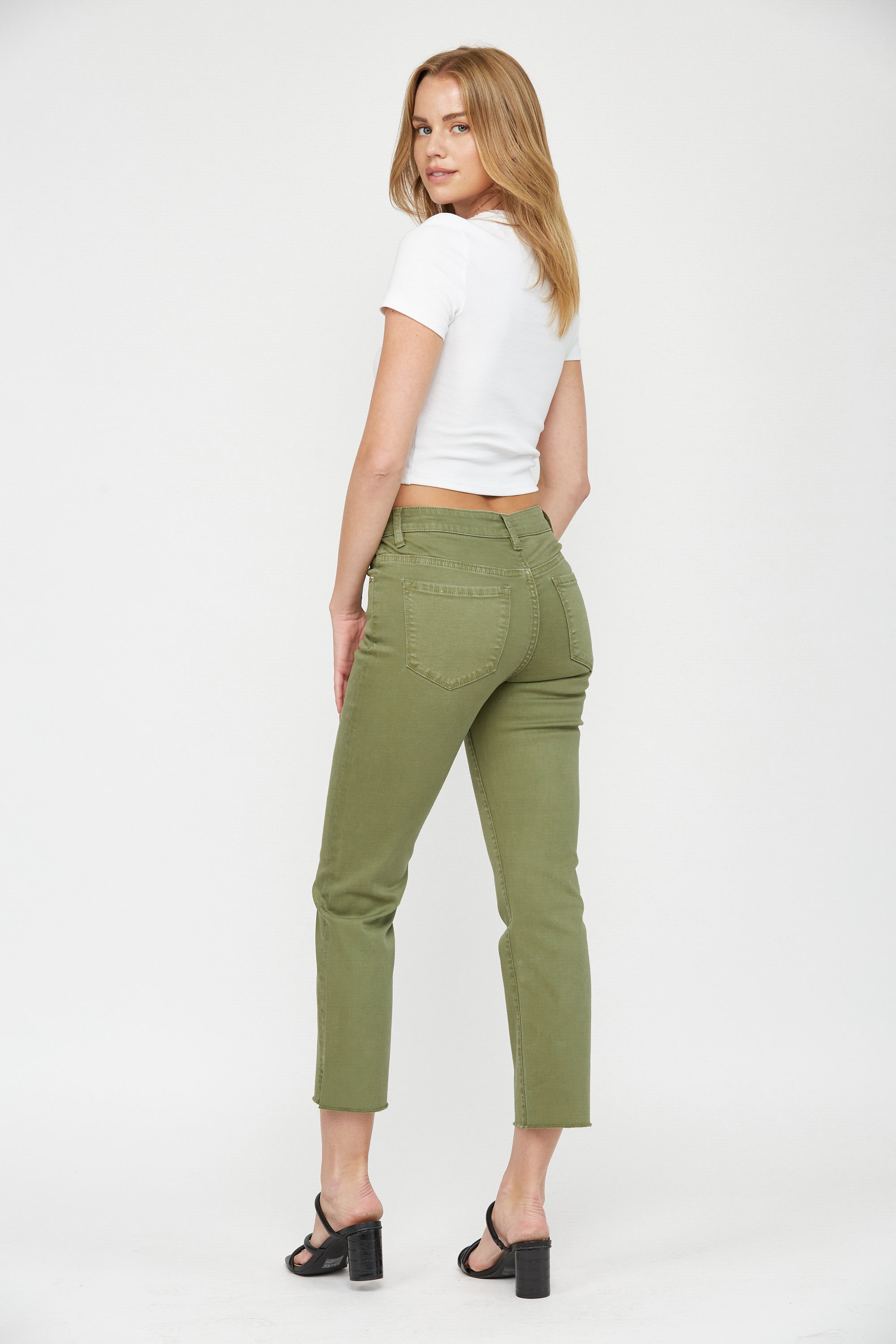 Mid Rise Straight Leg With Slit at Bottom