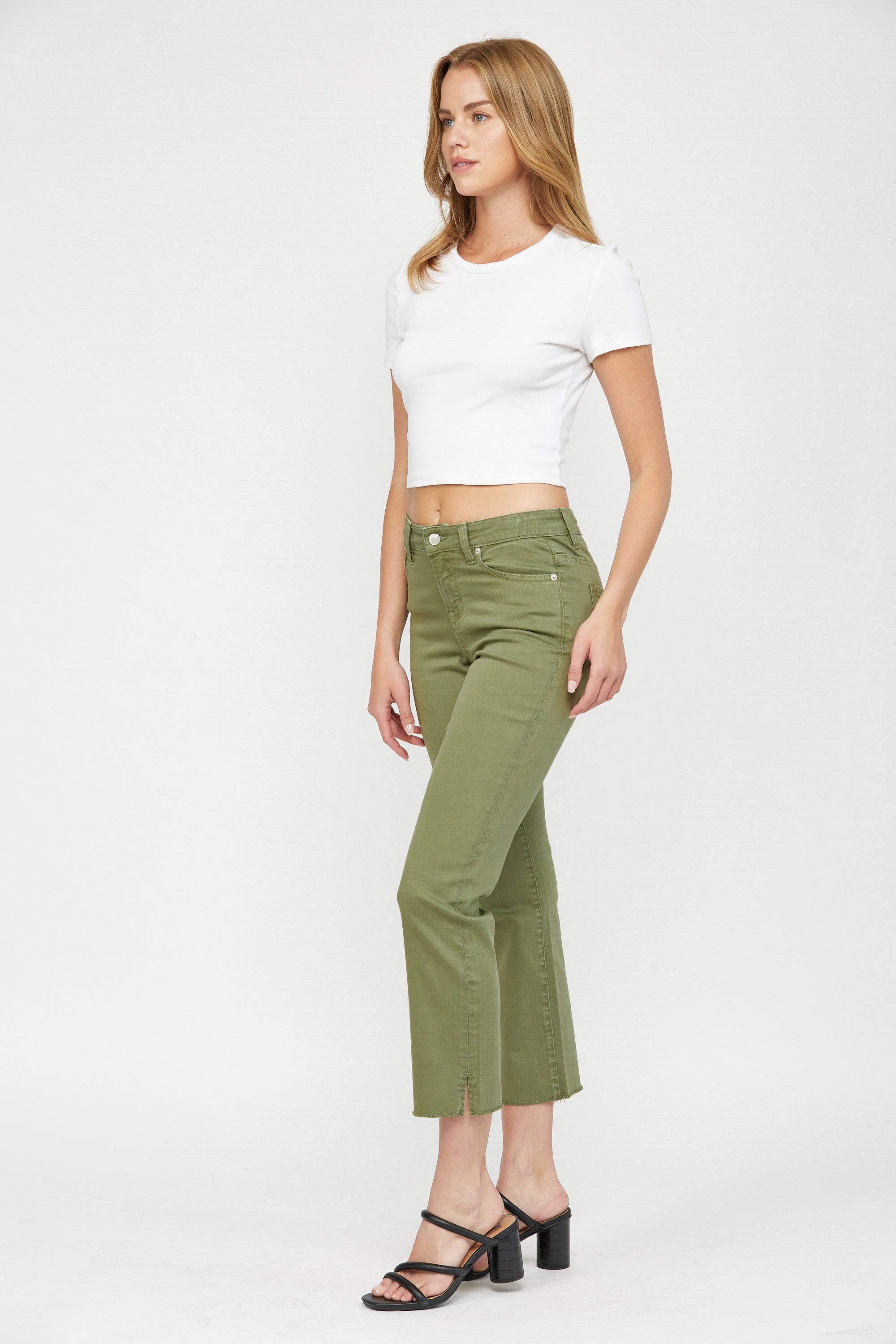 Mid Rise Straight Leg With Slit at Bottom