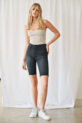 High Rise Frayed Skinny Short