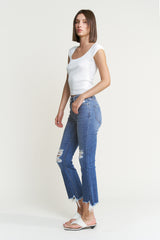 HIGH RISE BOOTCUT W/SHARK BITE HEM