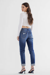 High Rise Boyfriend Crop With Cuff