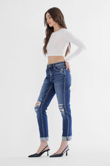 High Rise Boyfriend Crop With Cuff