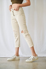 HIGH RISE BOYFRIEND CROP W/ BUTTON UP