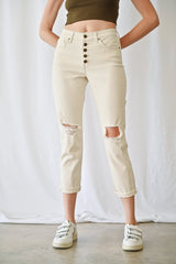 HIGH RISE BOYFRIEND CROP W/ BUTTON UP