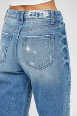 HIGH RISE BOYFRIEND CROP W/ STRIPE PATCH