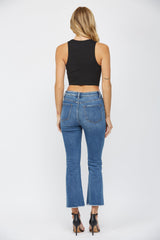 Super High Rise Crop Flare With Button Up