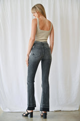 High Rise Flare Blocking 2-button With Let Out Hem