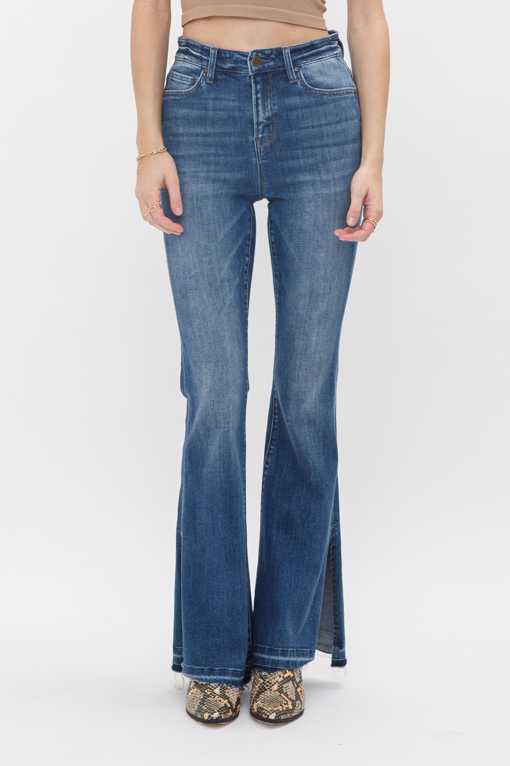 Mica Denim High Rise Flare with Side Slit Secondary image