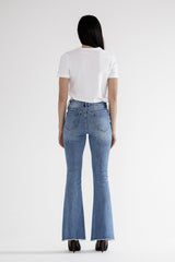 Mid Rise Flare With Button Up