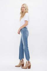 High Rise Crop Flare With Uneven Hem