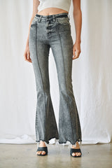 High Rise Flare With Acid Pieced Details