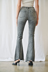 High Rise Flare With Acid Pieced Details