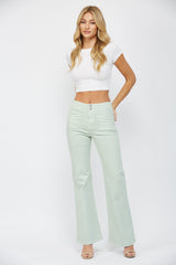 Super High Rise Flare With Double Buttonss