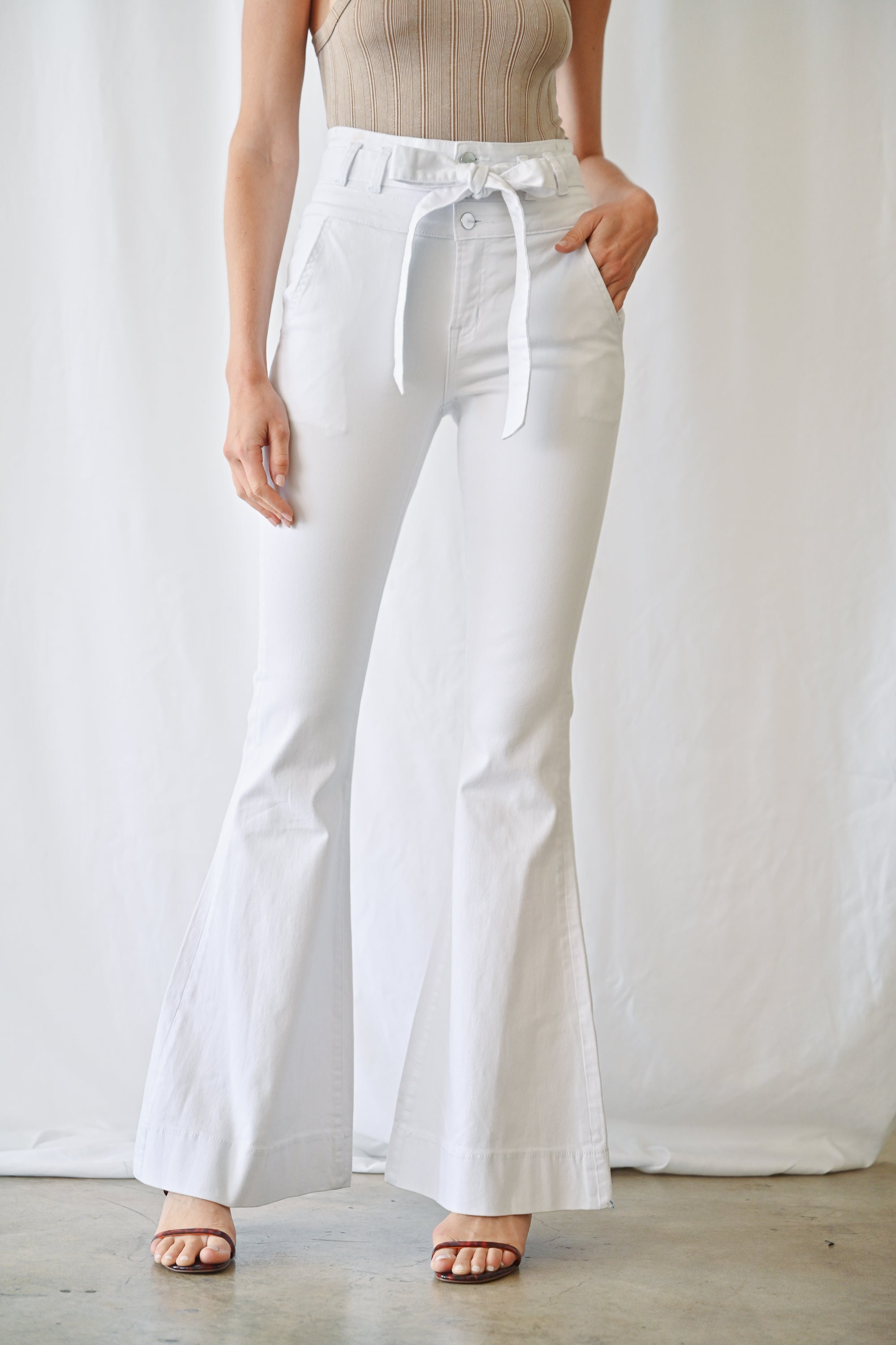 Mica Denim High Rise Belted Flare Secondary image