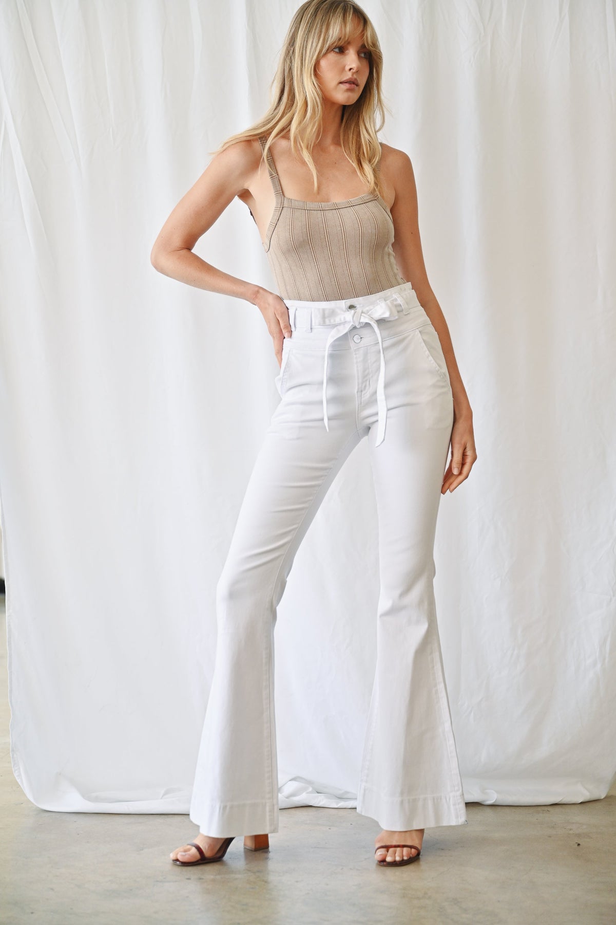 High Waist Belted Flare