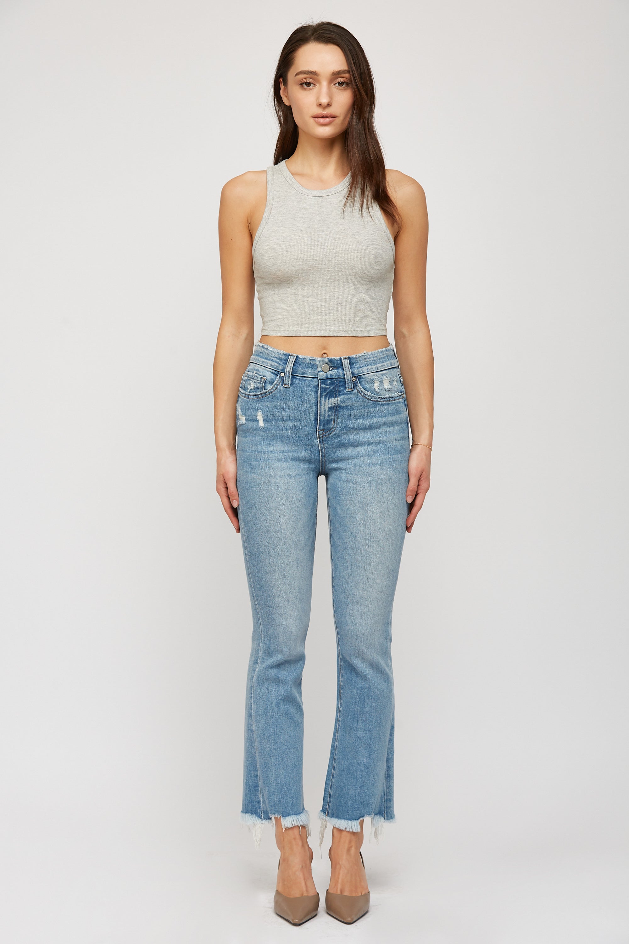Mica Denim High Rise Crop Flare Secondary image