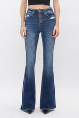 High Rise Flare With Button Up