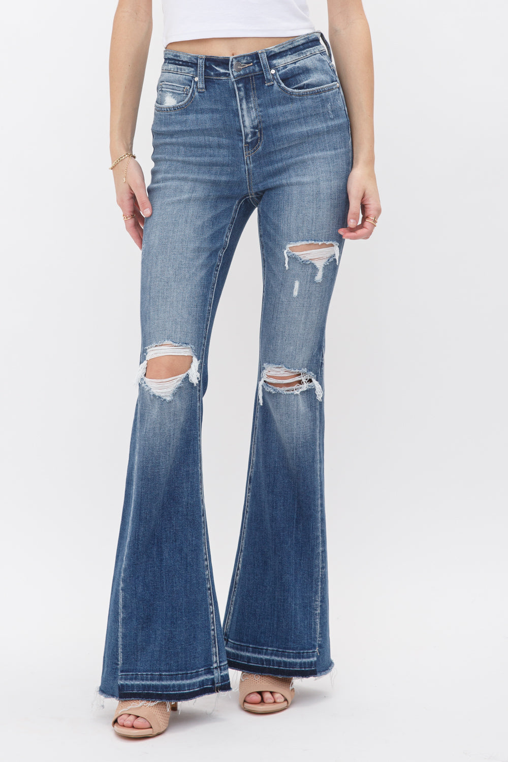 Mica Denim High Rise Flare with Side Panel Secondary image