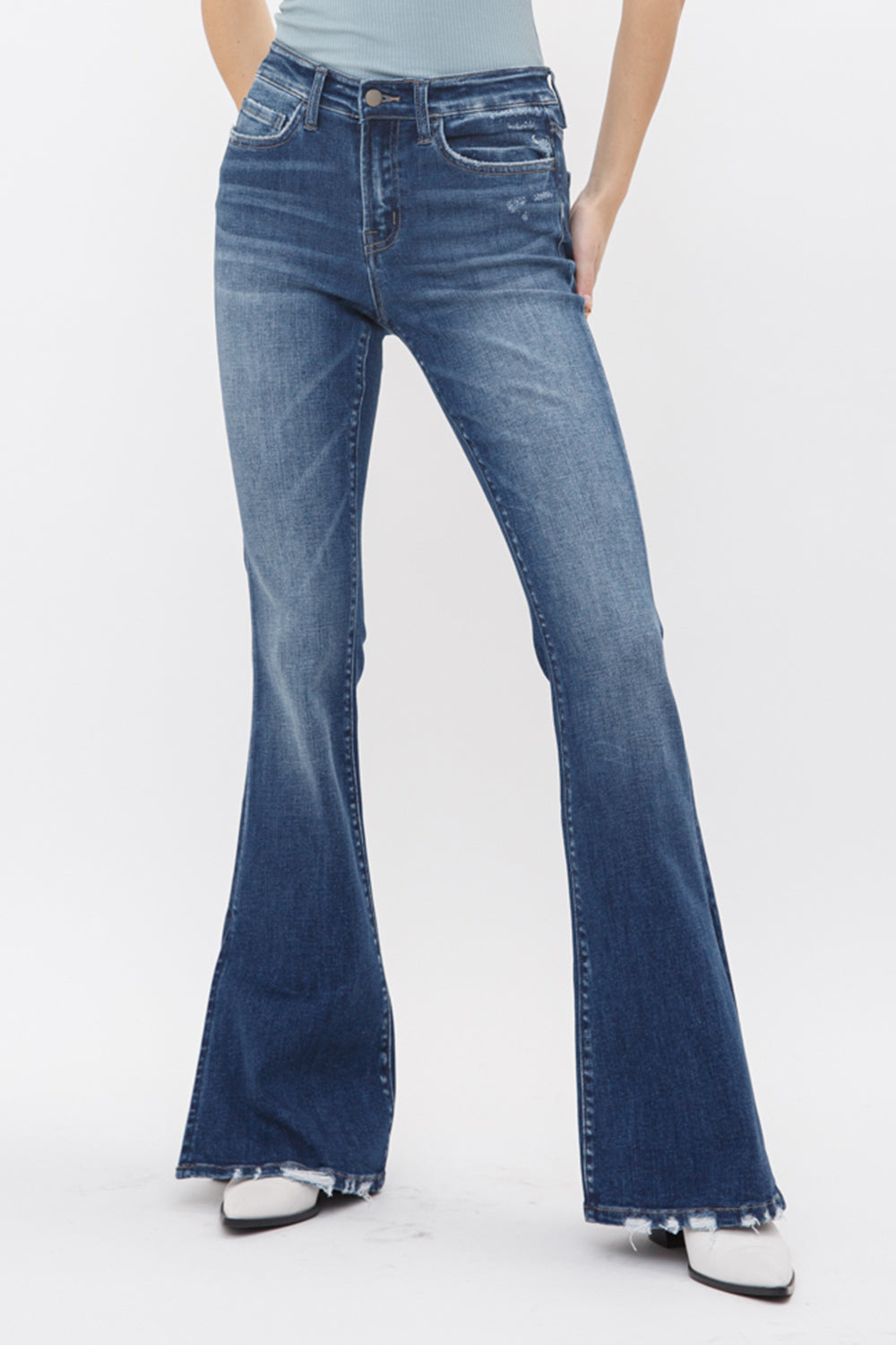 Mica Denim Mid Rise Flare with Side Slit Secondary image