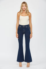 High Rise Flare With Waist Band Tab Details