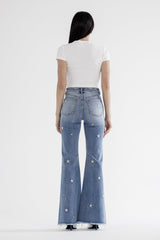 High Rise Flare W Star Embroidered