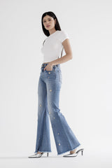 High Rise Flare W Star Embroidered
