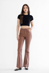 High Rise Flare Leg W Coated Jean